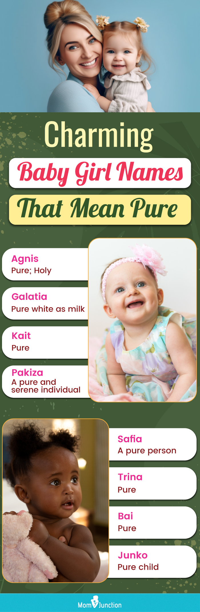 charming baby girl names that mean pure (infographic)