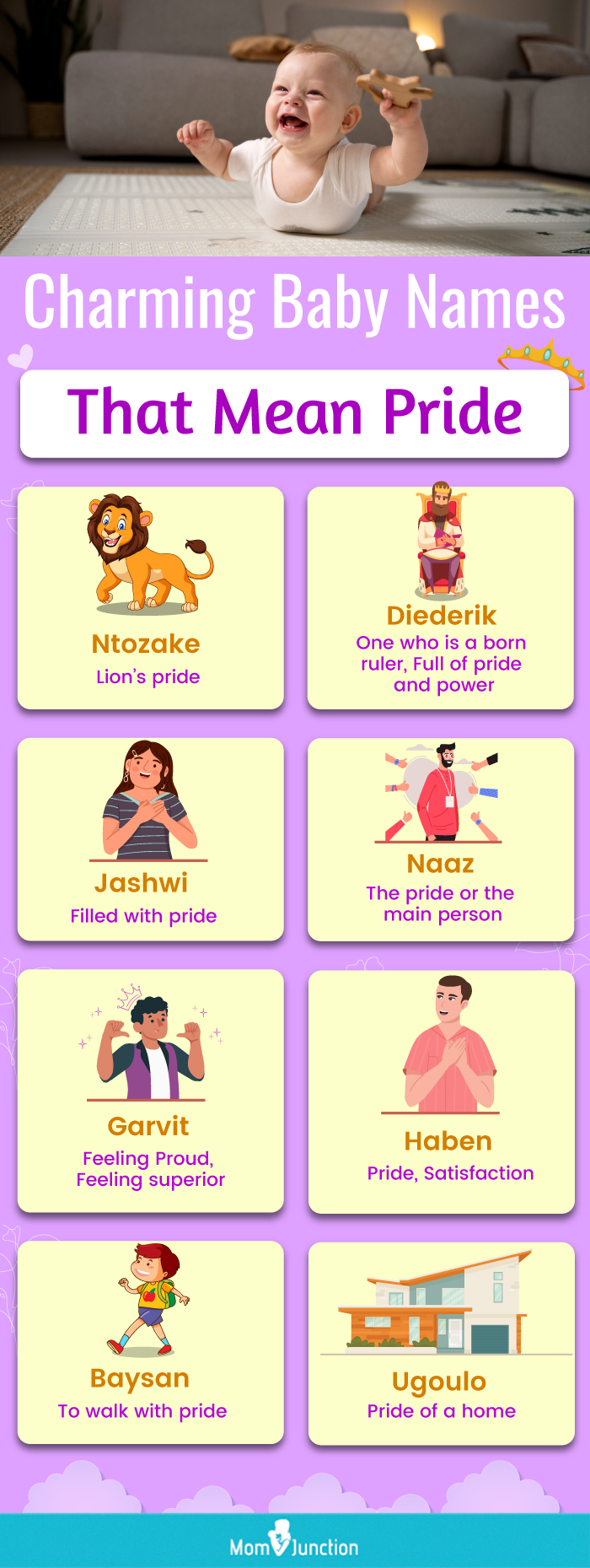 charming baby names that mean pride (infographic)