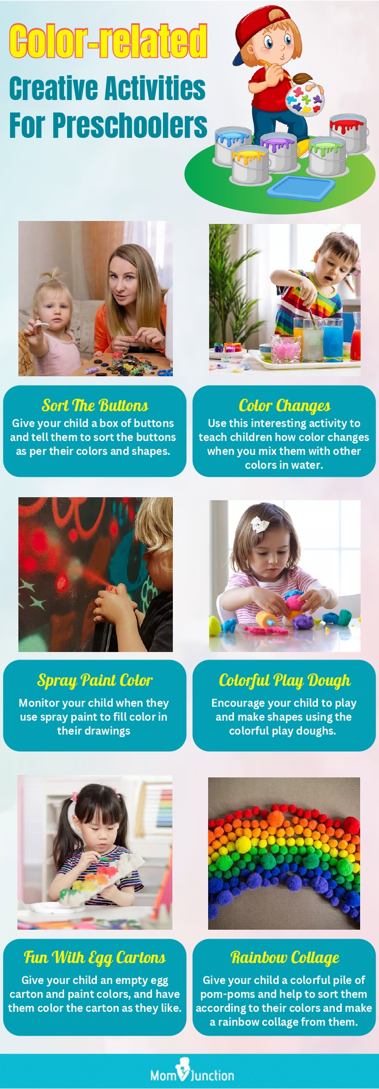 color related creative activities for preschoolers (infographic)