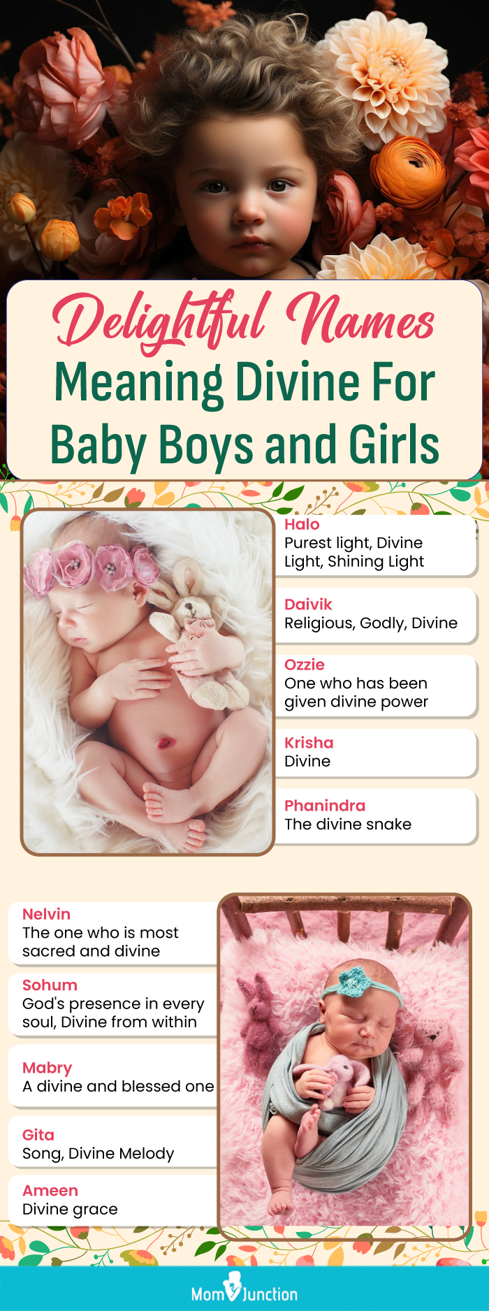 delightful names meaning divine for baby boys and girls (infographic)