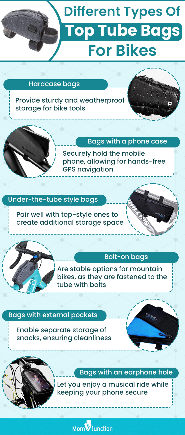 Different Types Of Top Tube Bags For Bikes (infographic)