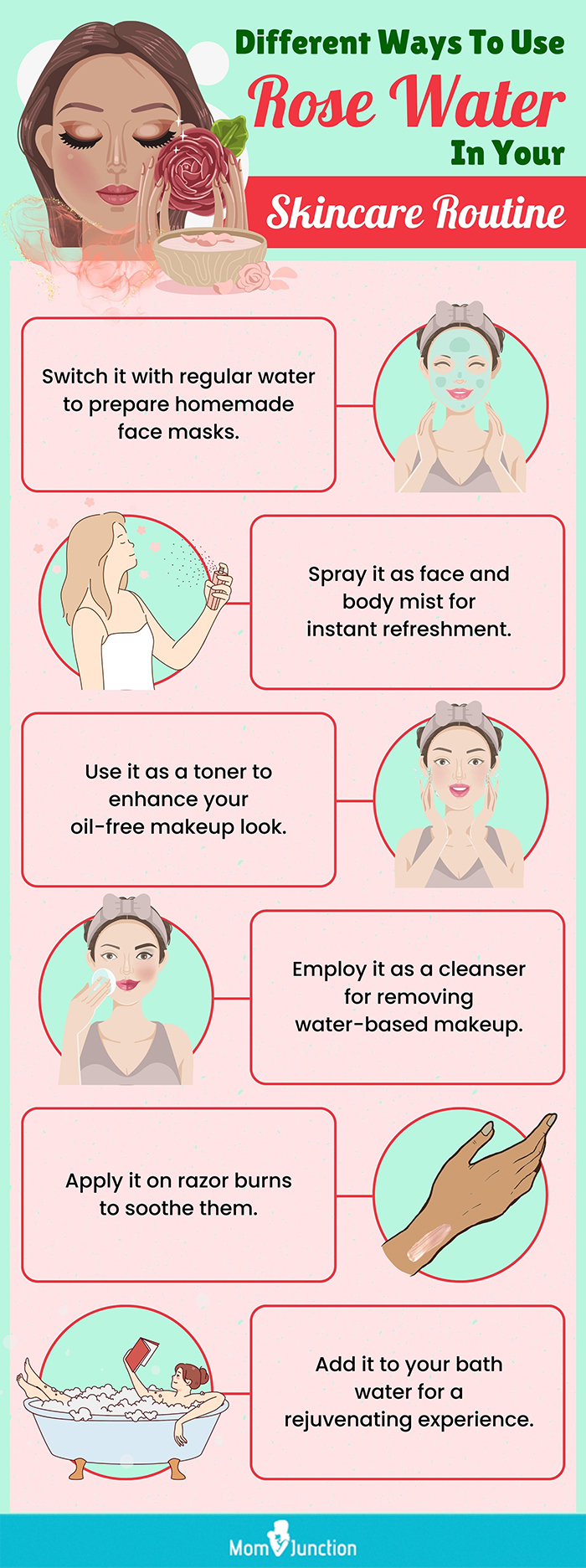 Different Ways To Use Rose Water In Your Skincare Routine (infographic)