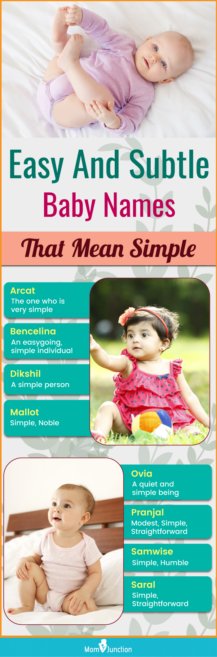 easy and subtle baby names that mean simple (infographic)
