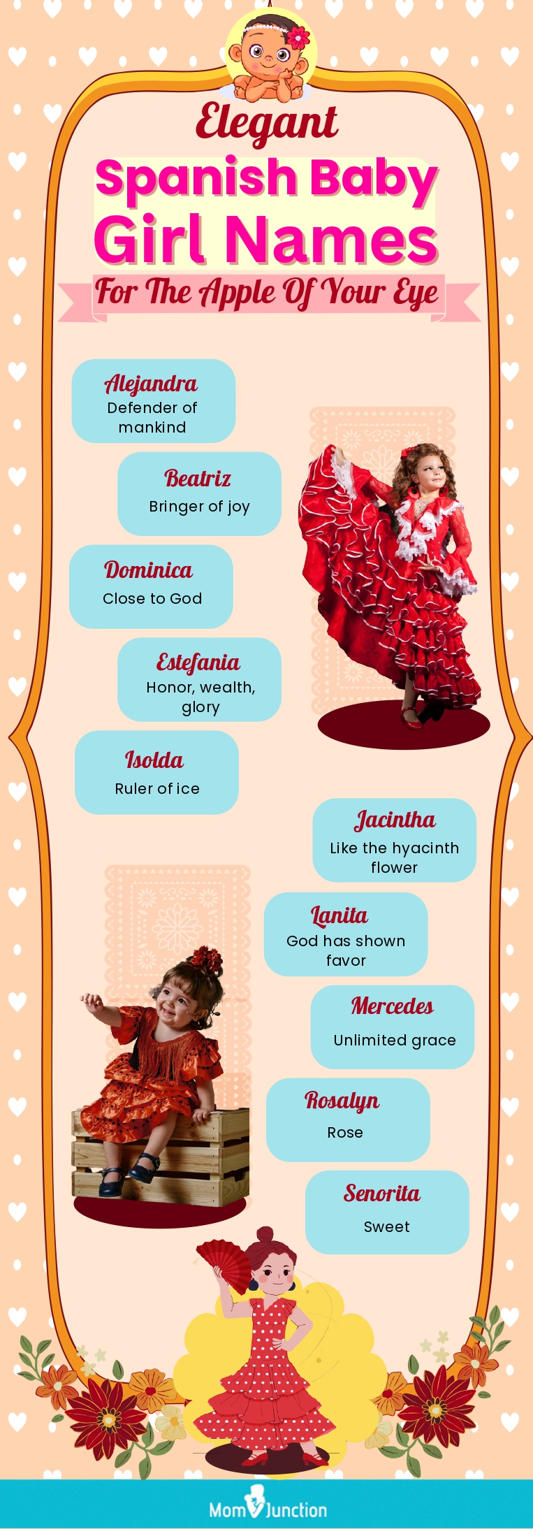 elegant spanish baby girl names for the apple of your eye(infographic)