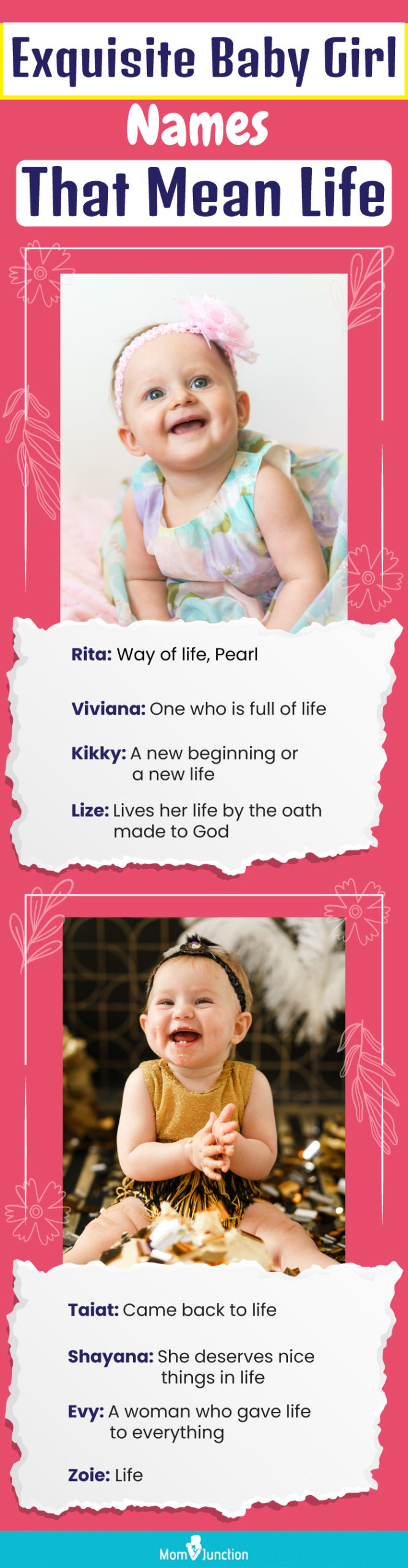 exquisite baby girl names that mean life (infographic)