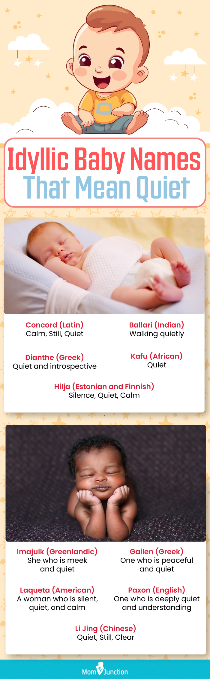 idyllic baby names that means quiet (infographic)