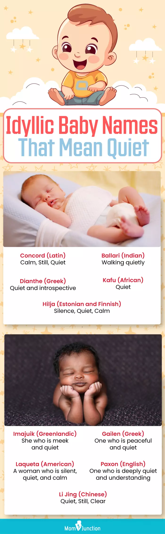 idyllic baby names that means quiet (infographic)