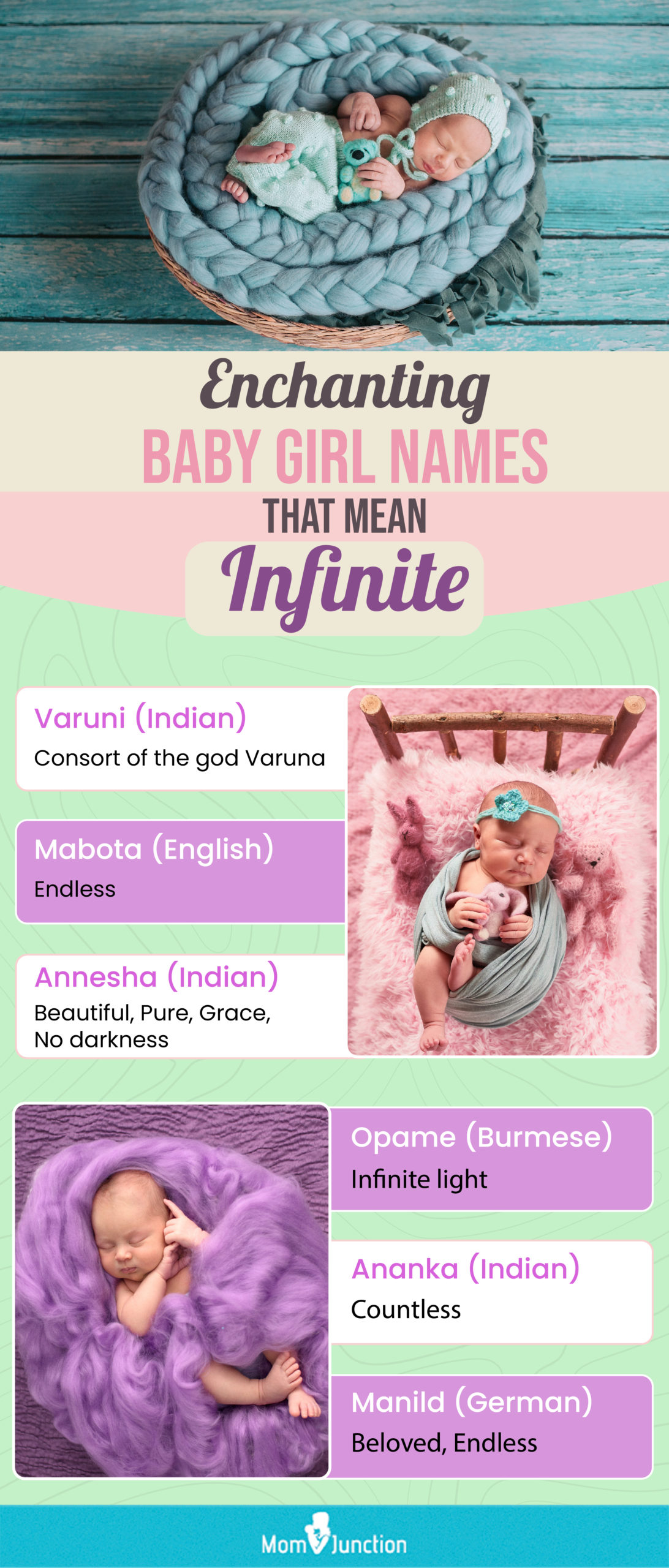 mesmerizing girl names that mean infinite (infographic)
