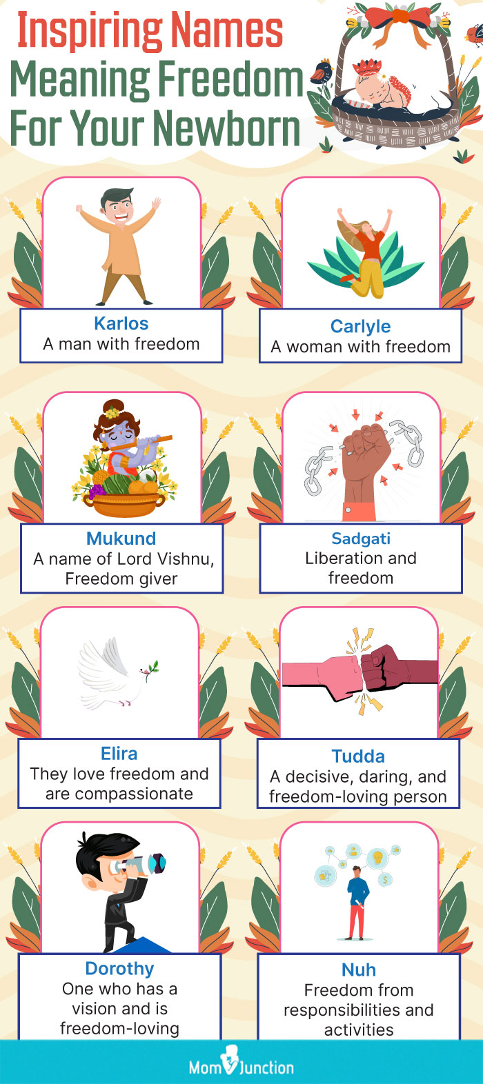 inspiring names meaning freedom for your newborn (infographic)