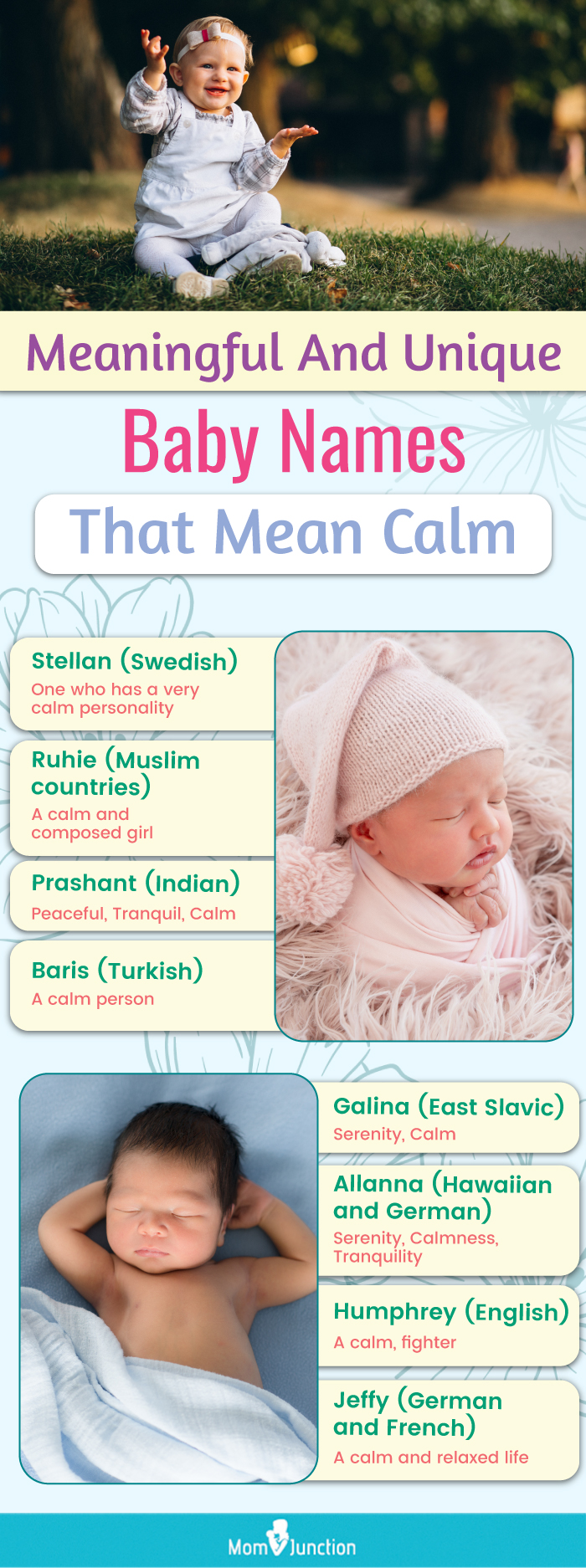 meaningful and unique baby names that mean calm (infographic)
