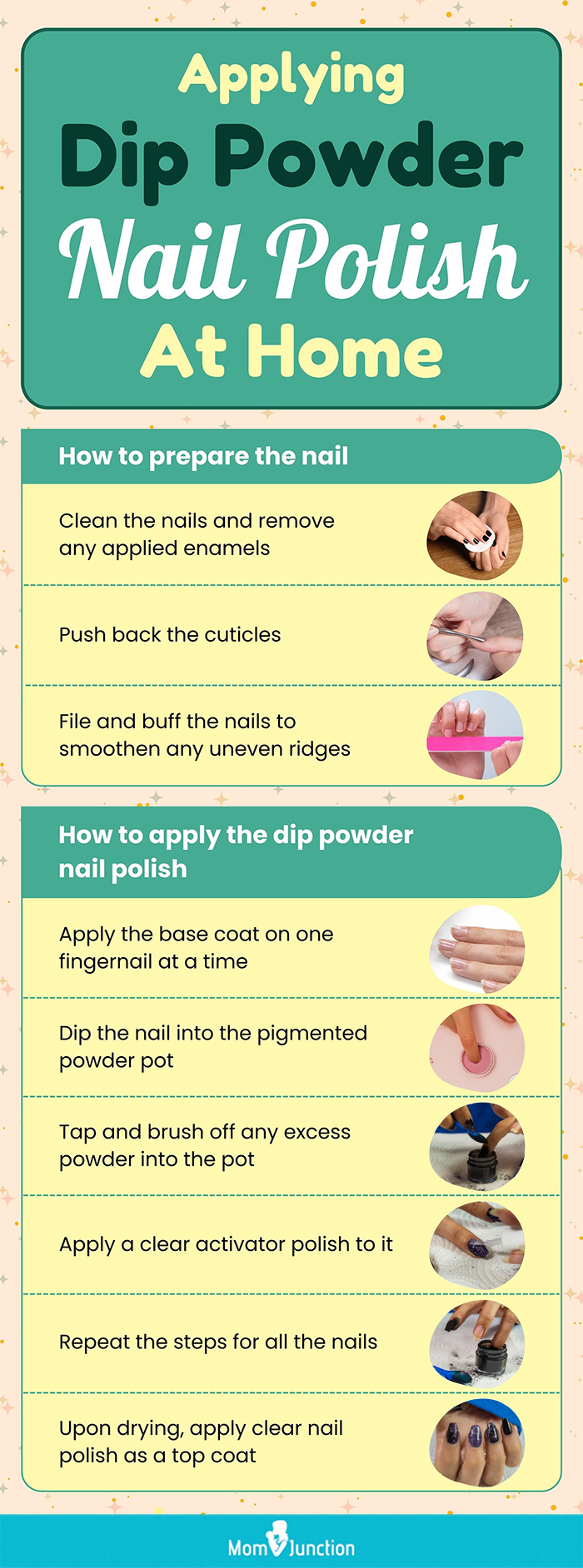 Methods For The Clean Application Of Dip Powder Nail Polish At Home (infographic)