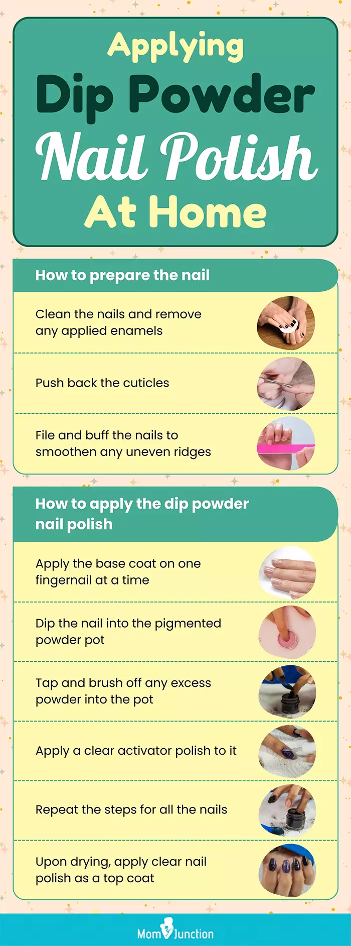 Methods For The Clean Application Of Dip Powder Nail Polish At Home (infographic)