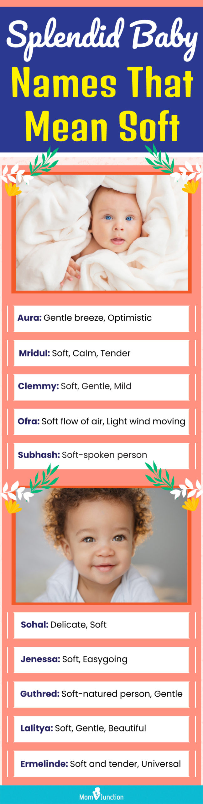 splendid baby names that mean soft (infographic)