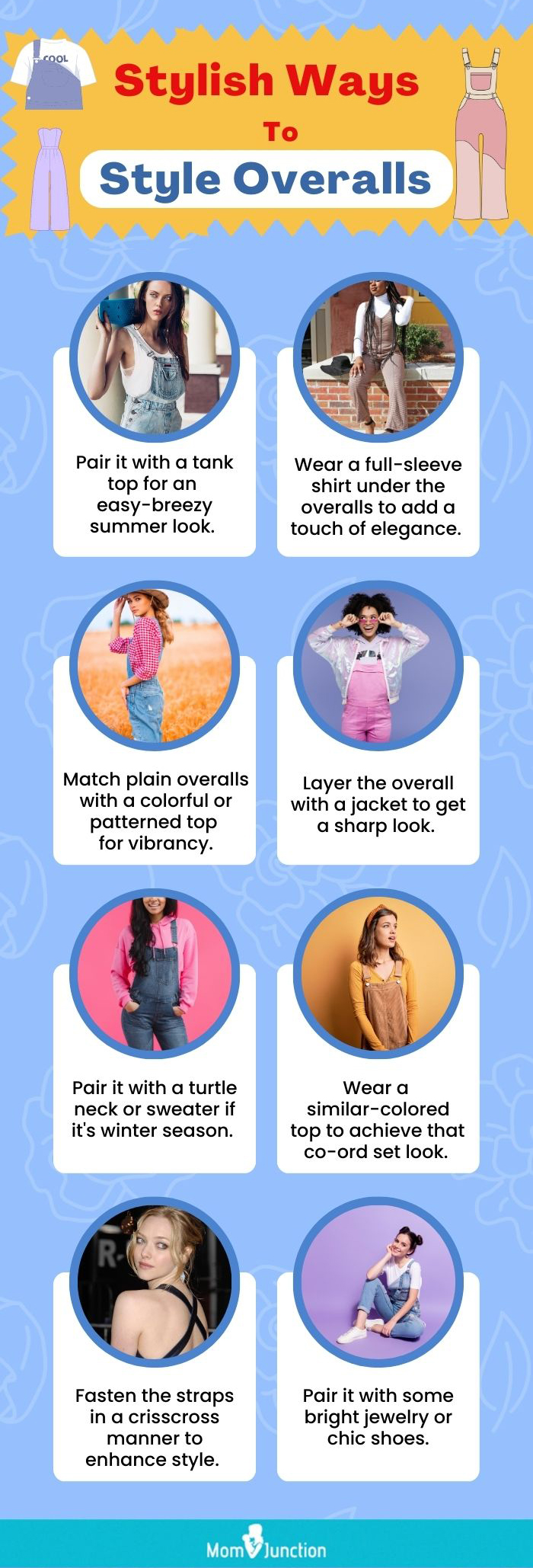 Stylish ways to style overalls (infographic)