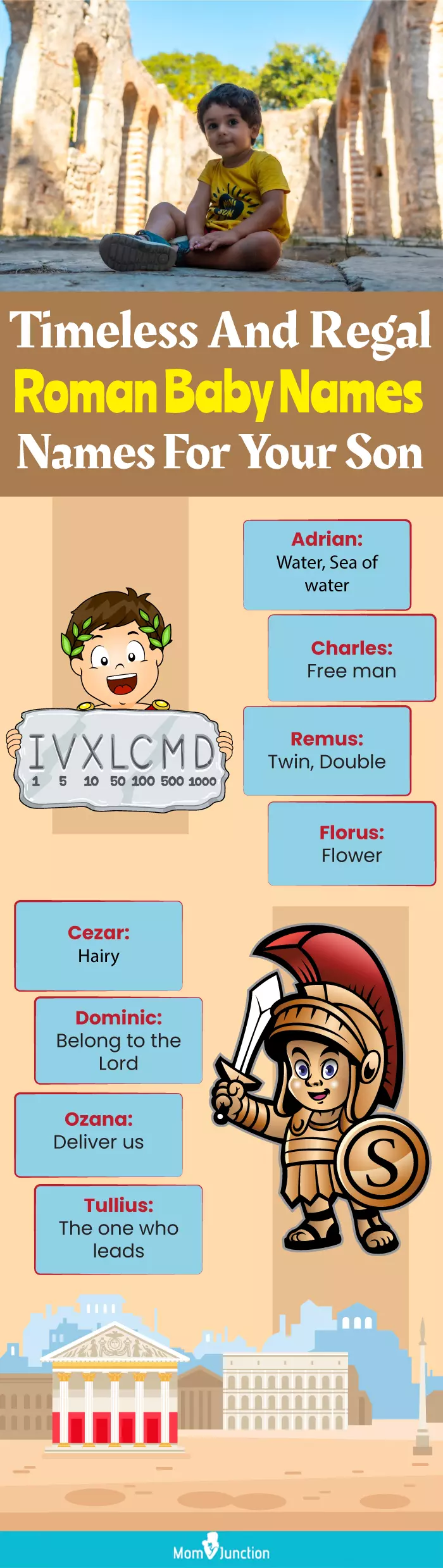 timeless and regal roman baby names for your son (infographic)