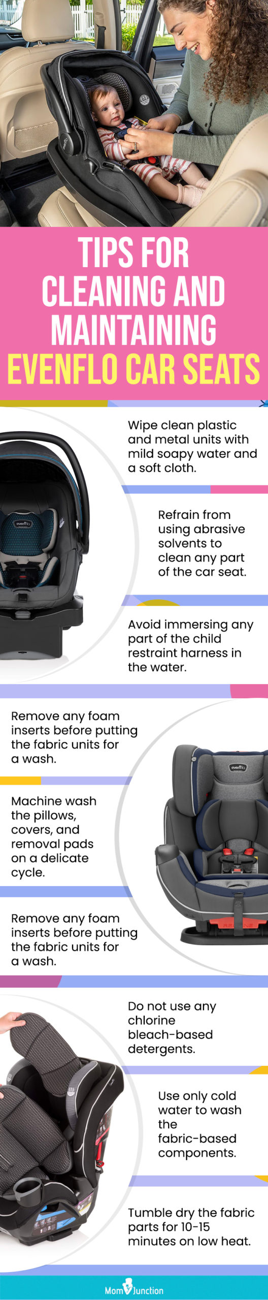 Tips For Cleaning And Maintaining Evenflo Car Seats (infographic)