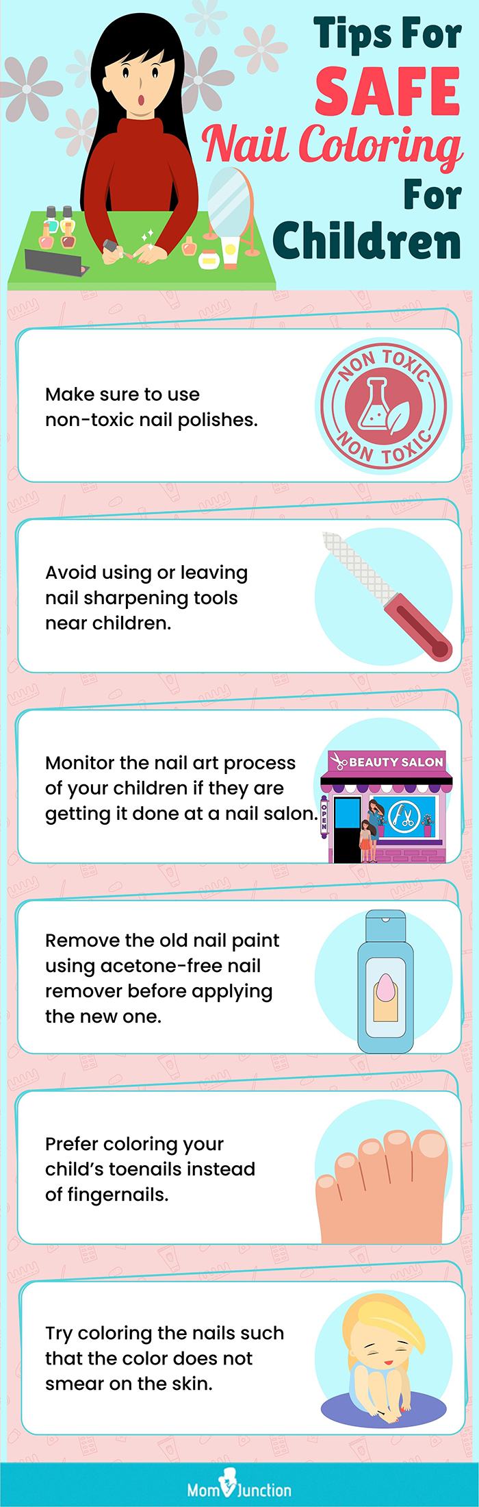 tips for safe nail coloring for children (infographic)