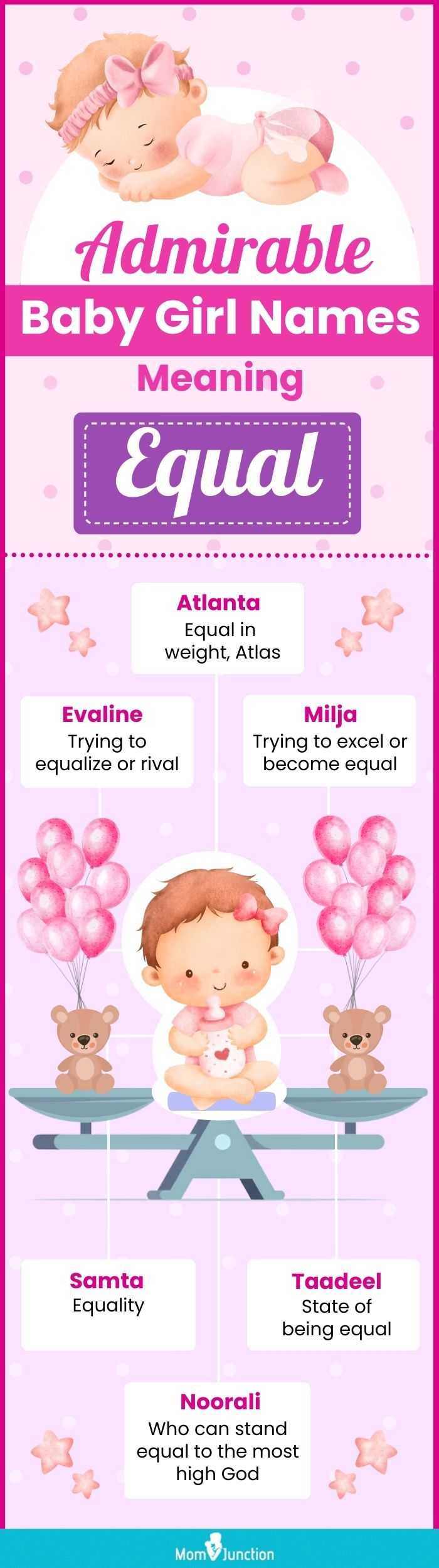 admirable baby girl names meaning equal (infographic)