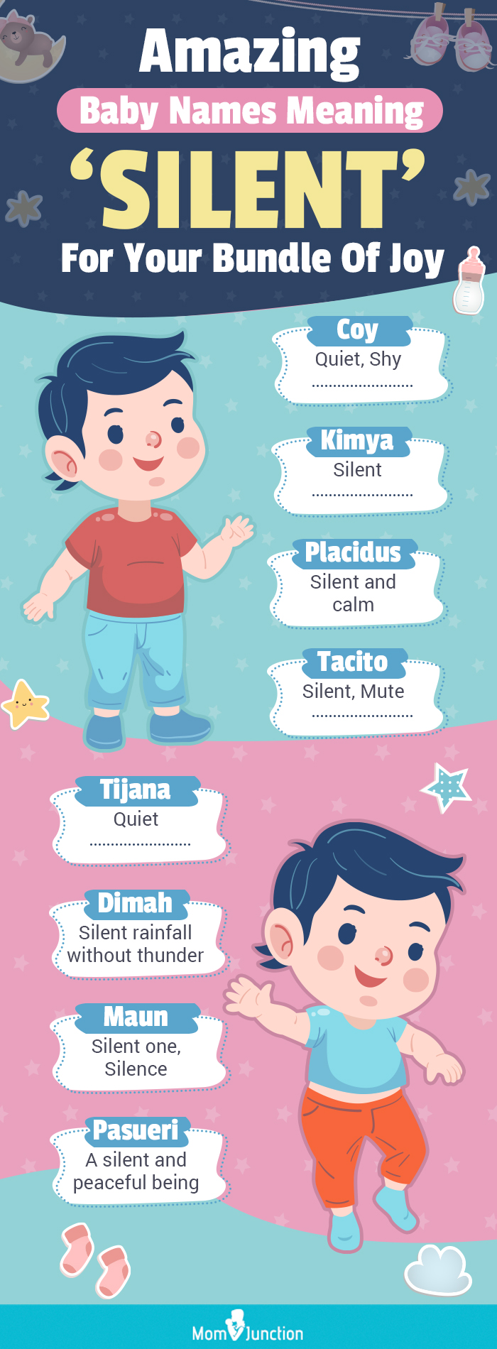 amazing baby names meaning silent for your bundle of joy (infographic)