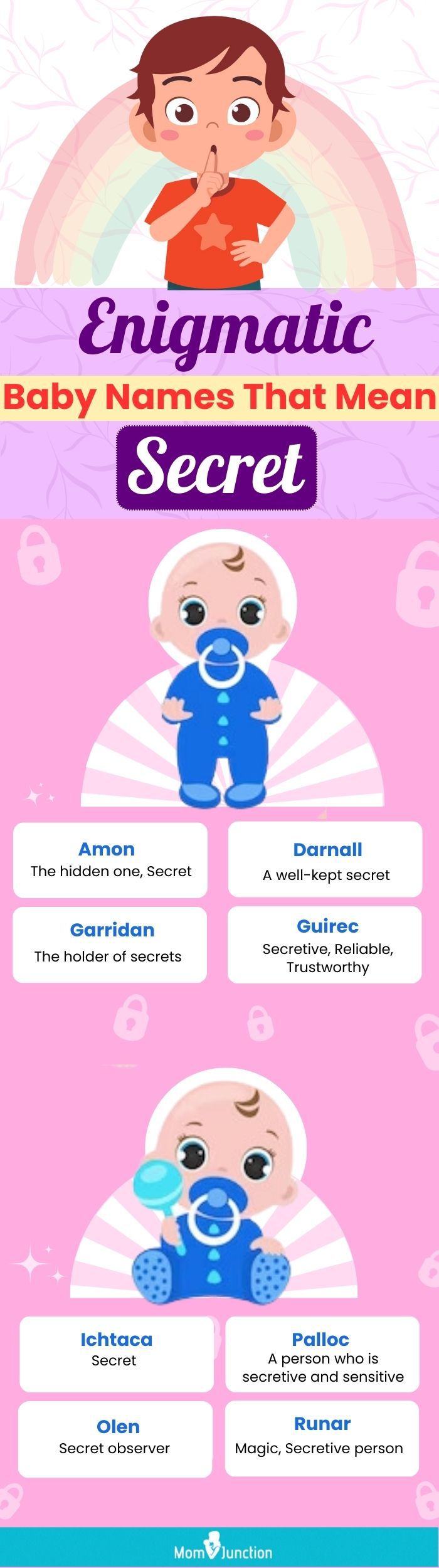 enigmatic baby names that means secret (infographic)