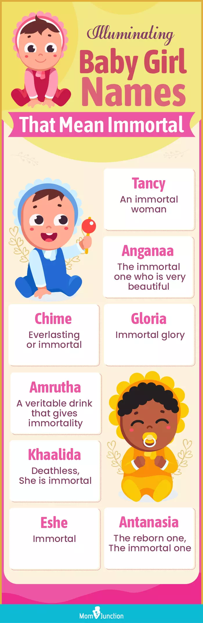 illuminating baby girl names that mean immortal (infographic)