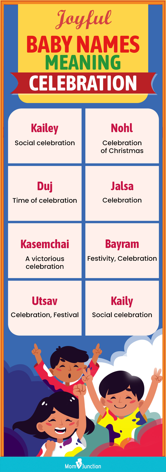 joyful baby names meaning celebration(infographic)