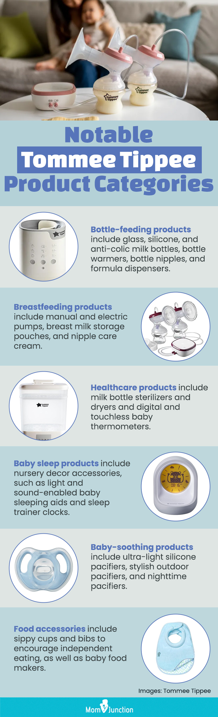 Notable Tommee Tippee Product Categories (infographic)