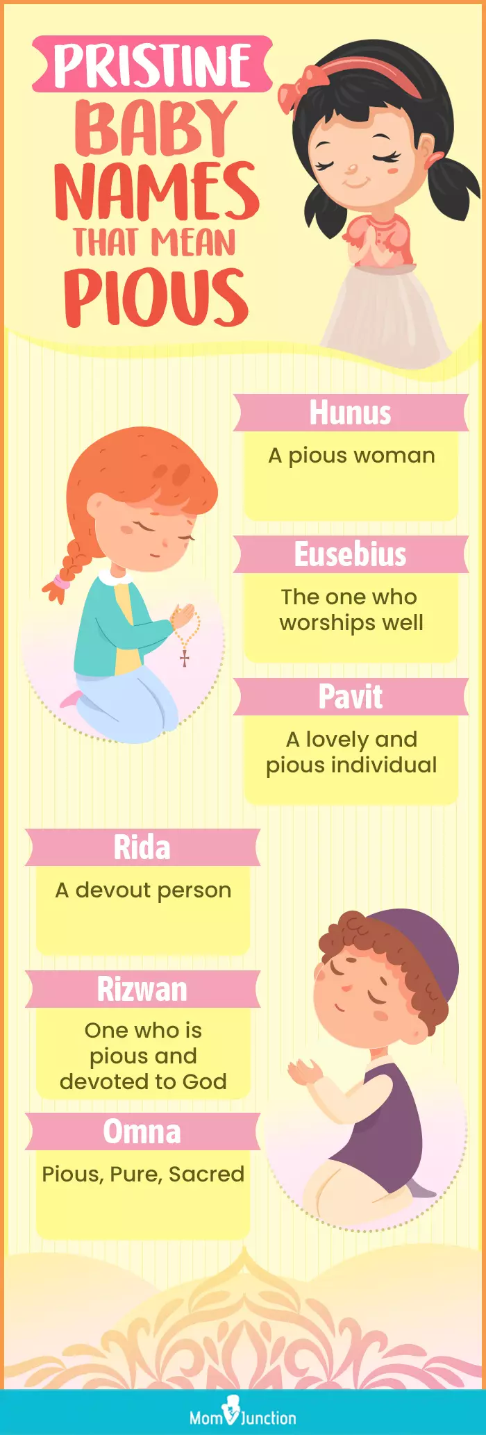 pristine baby names that mean pious (infographic)