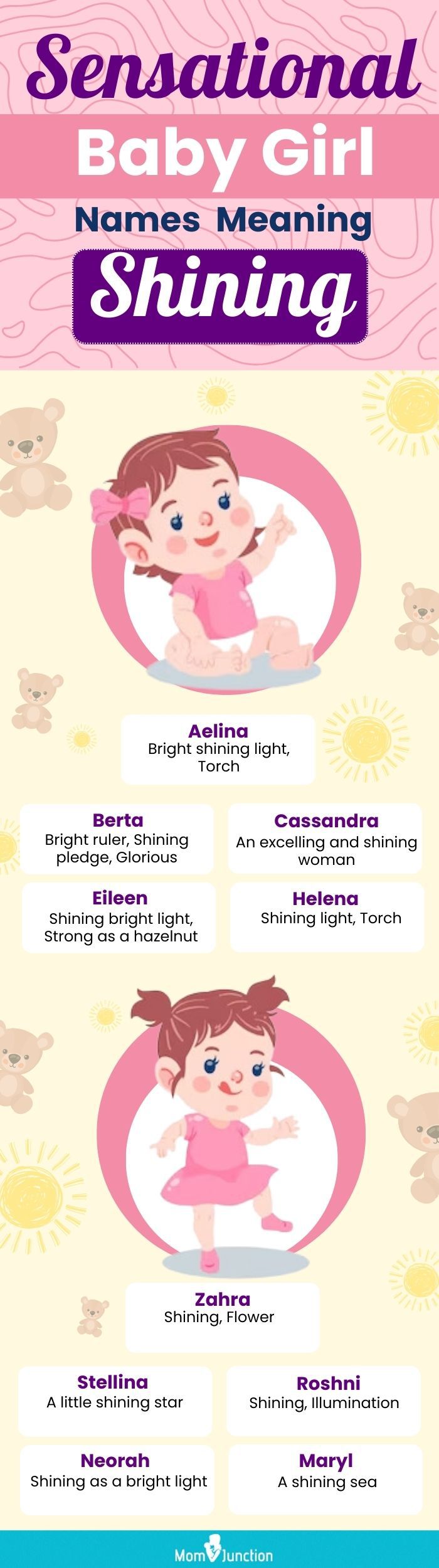 sensational baby girl names meaning shining (infographic)