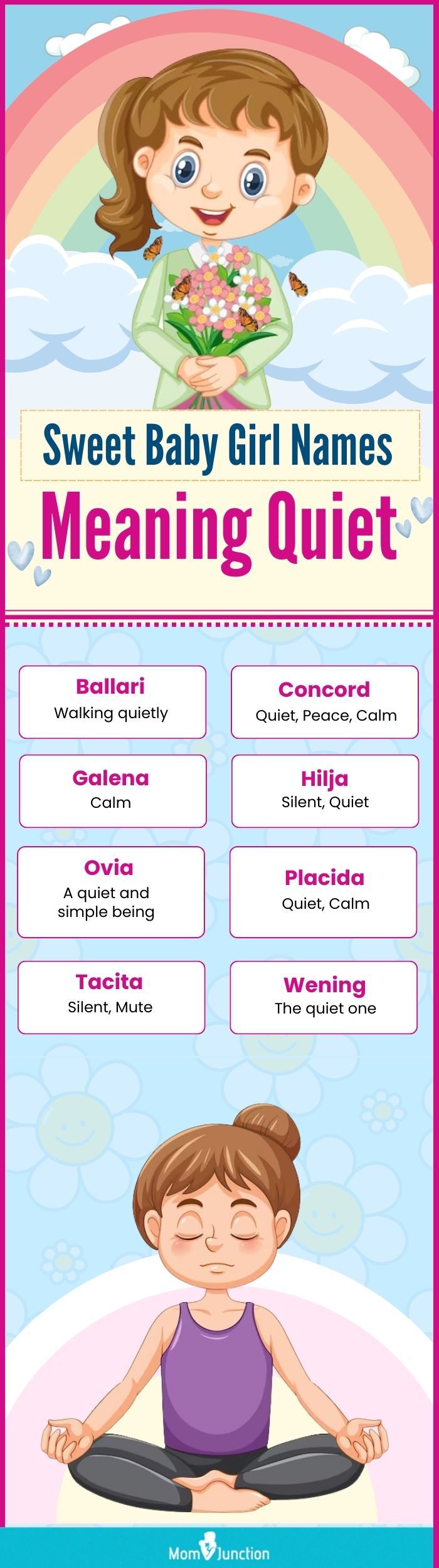 sweet baby girl names meaning quiet (infographic)
