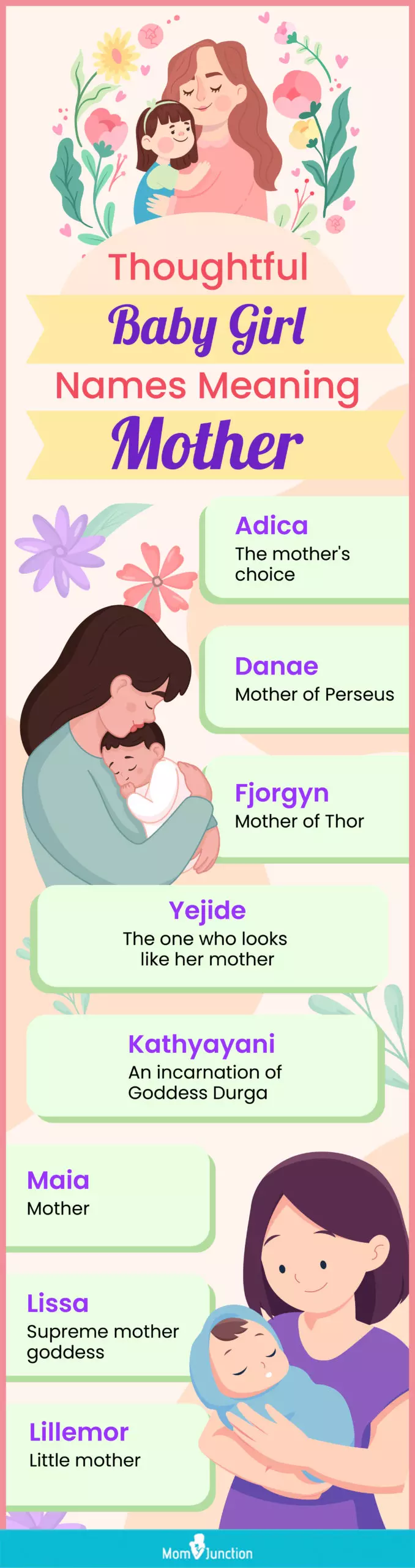 thoughtful baby girl names meaning mother (infographic)