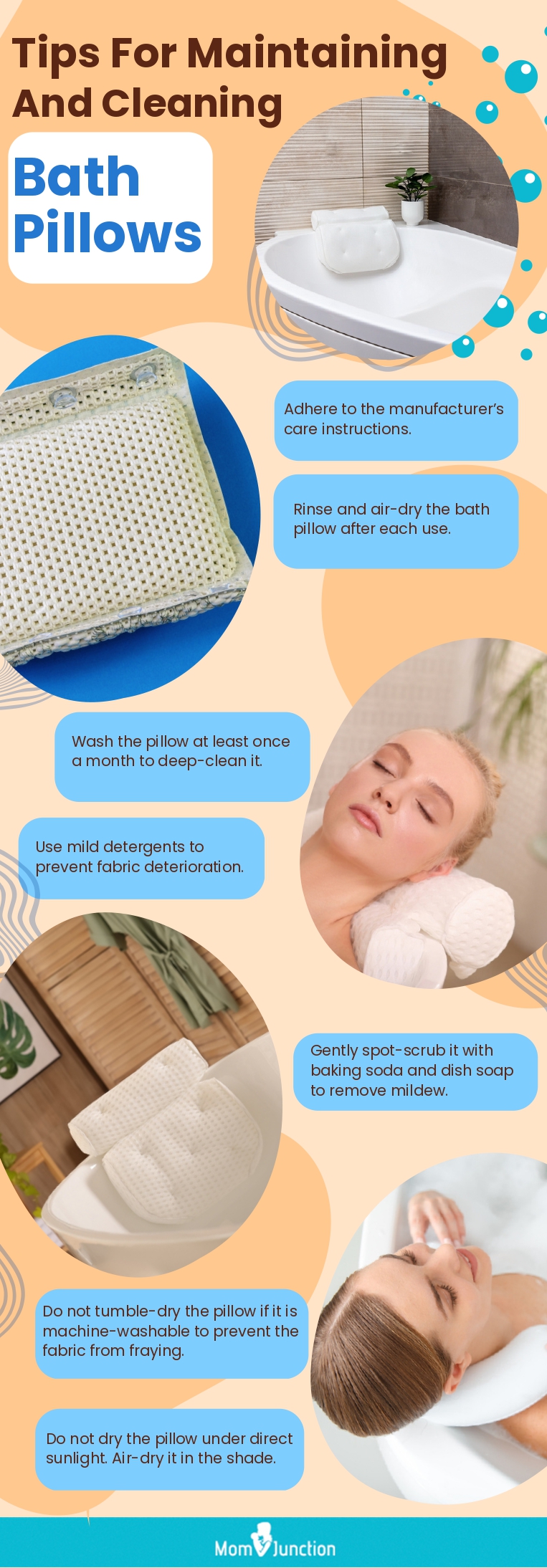 Tips For Maintaining And Cleaning Bath Pillows (infographic)