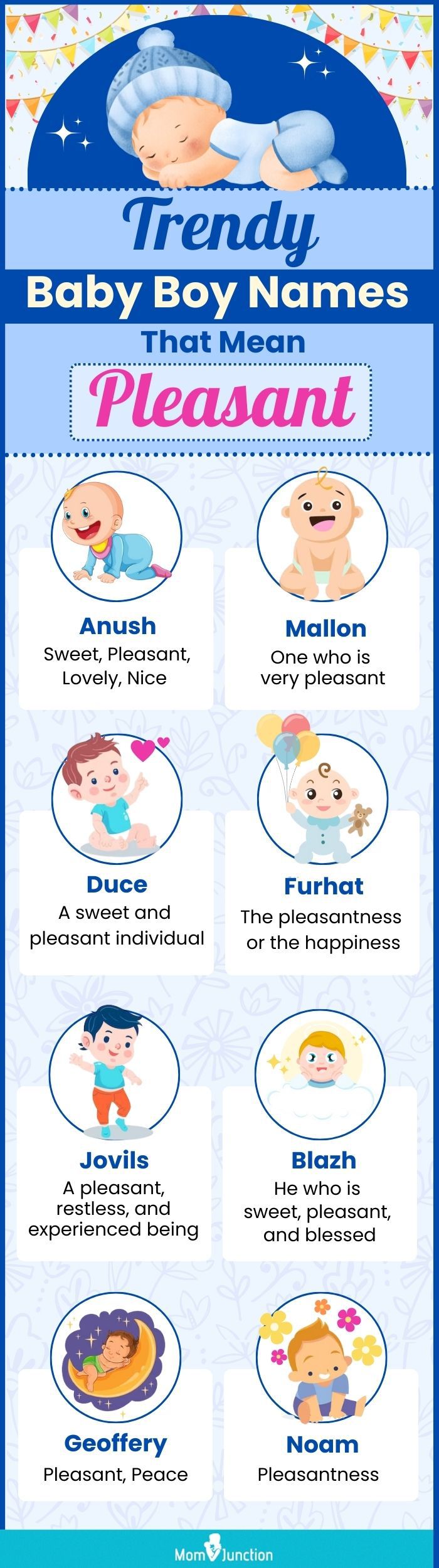 trendy baby boy names that mean pleasant (infographic)
