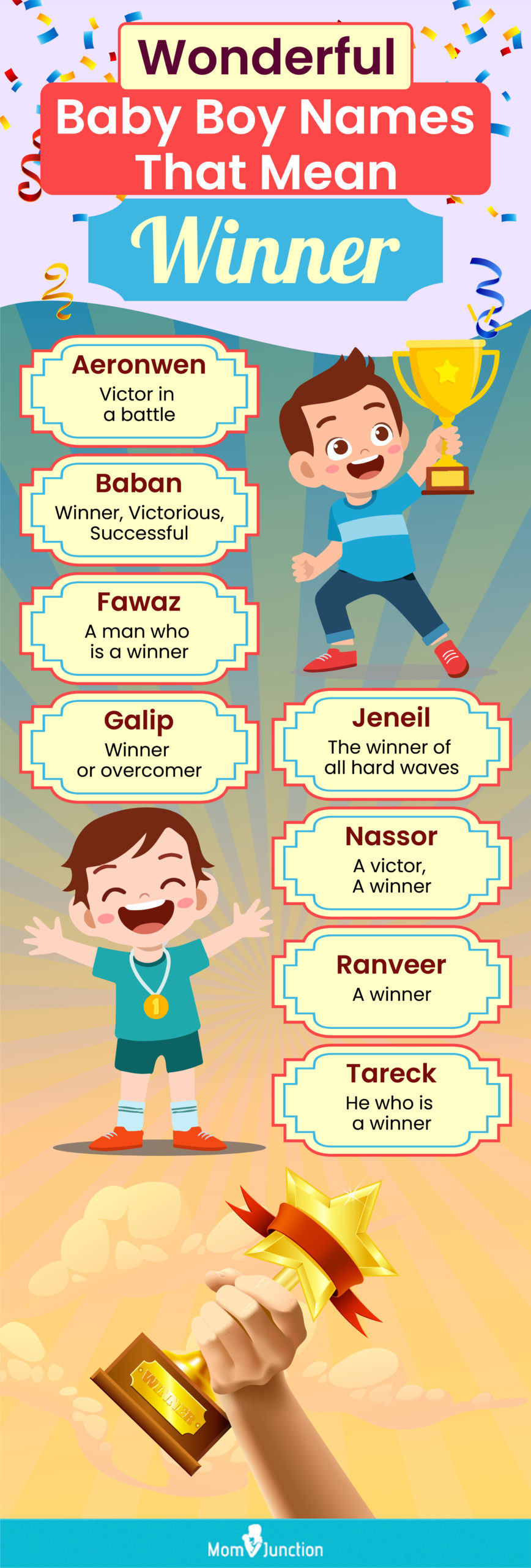 wonderful baby boy names that mean winner (infographic)