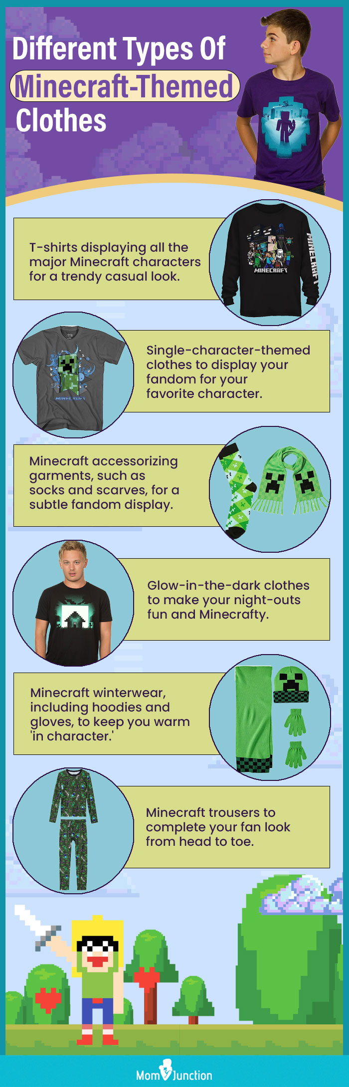 Different Types Of Minecraft Themed Clothes (infographic)