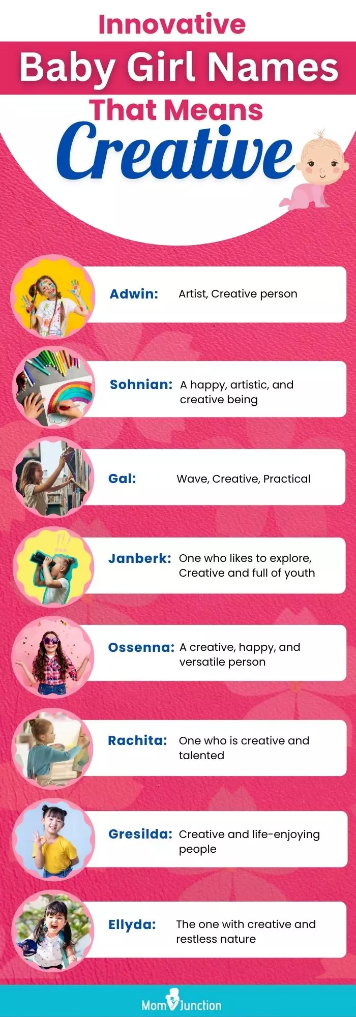 innovative baby girl names that means creative (infographic)