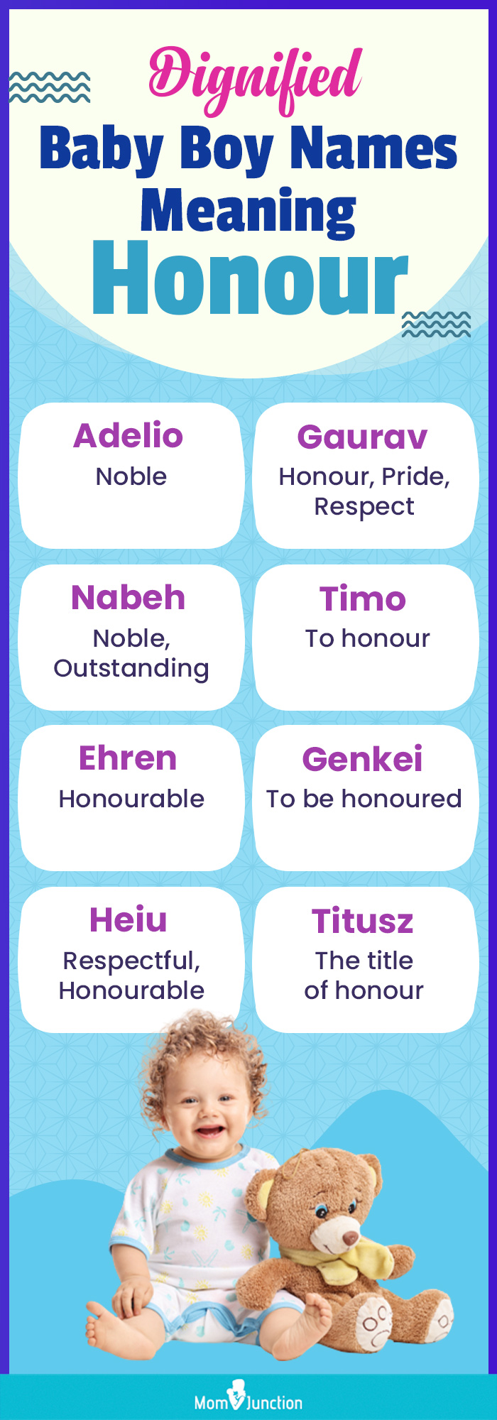 dignified baby boy names meaning honour (infographic)