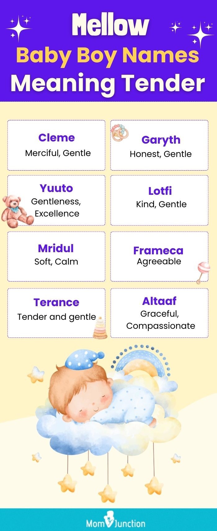 mellow baby boy names meaning tenderdynamic (infographic)