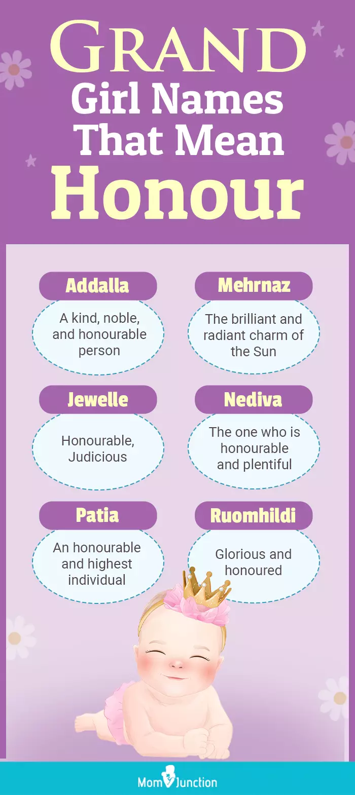 grand girl names that mean honour (infographic)