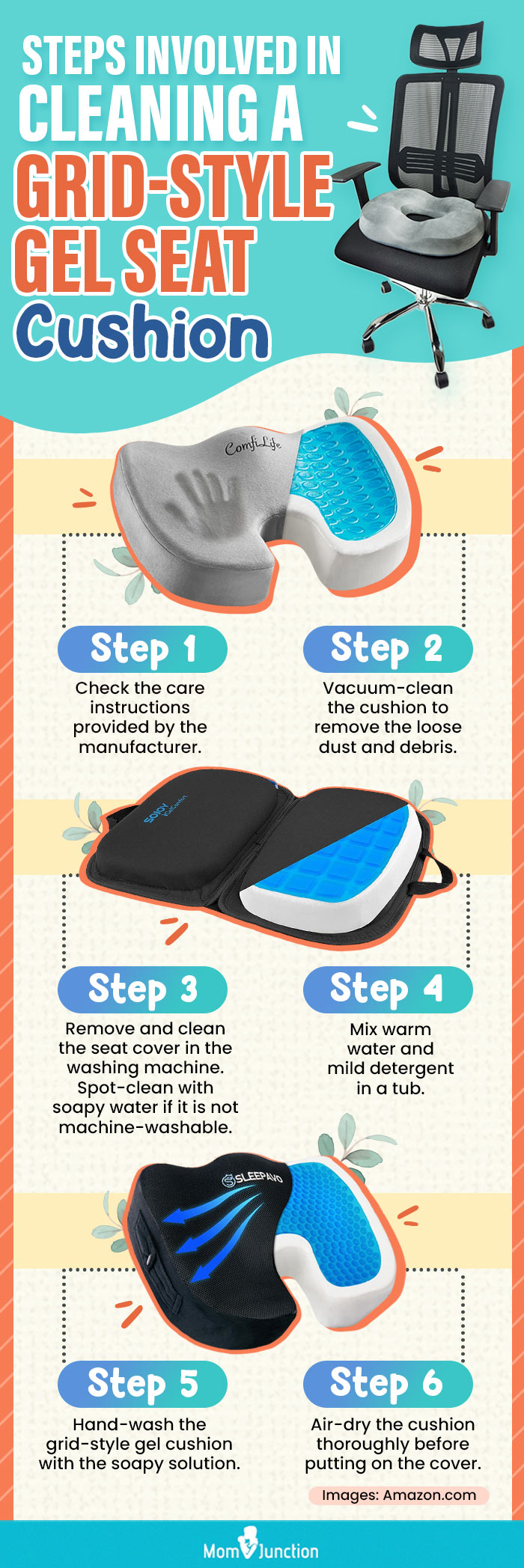 How To Clean And Maintain Grid-Style Gel Seat Cushions? (infographic)
