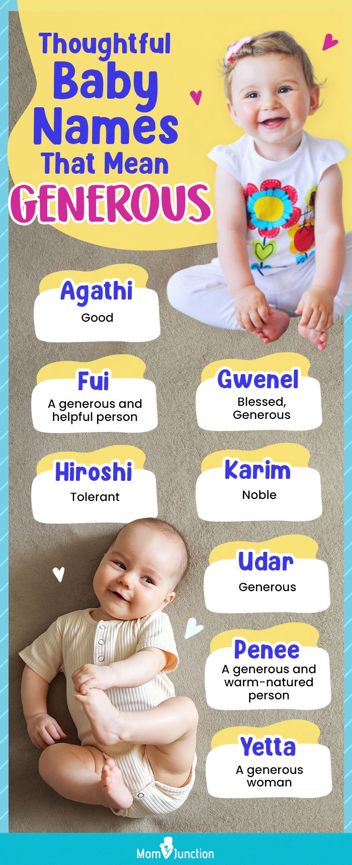 thoughtful baby names that mean generous (infographic)