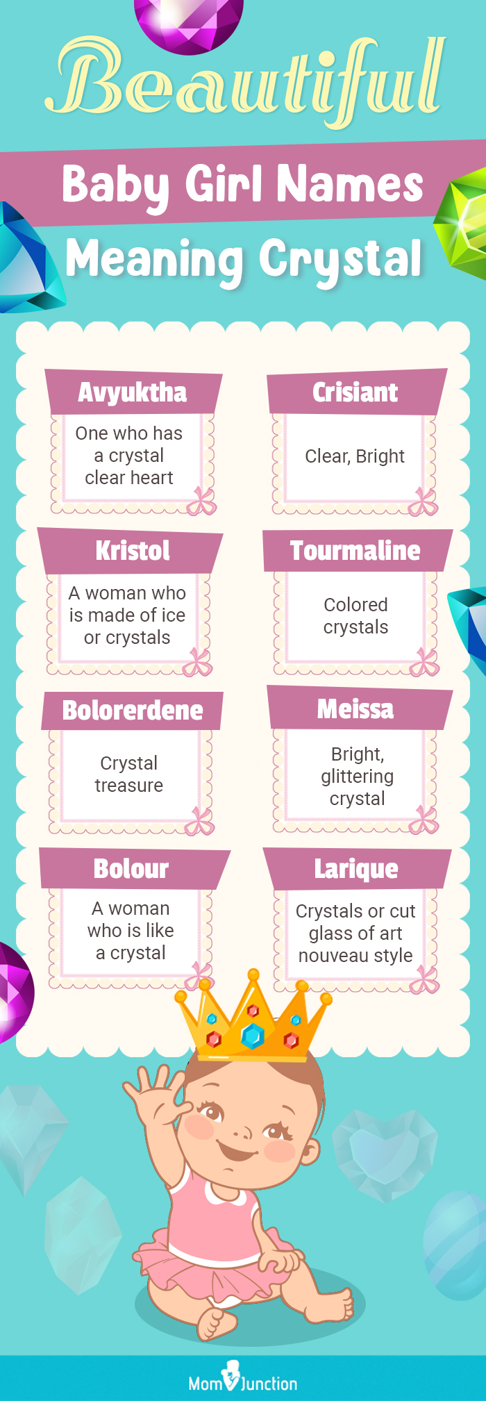 Noble Beautiful Baby Girl Names Meaning Crystal (infographic)