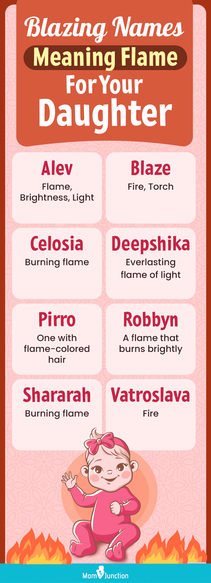Blazing Names Meaning Flame For Your Daughter (infographic)