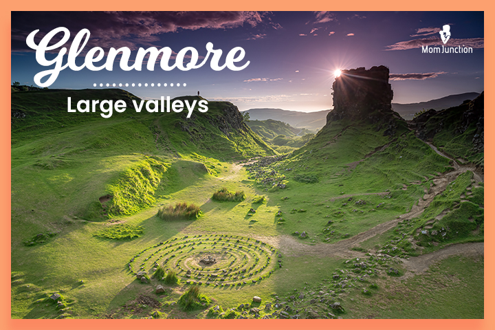 Witchy last names, Glenmore meaning ‘large valleys.’