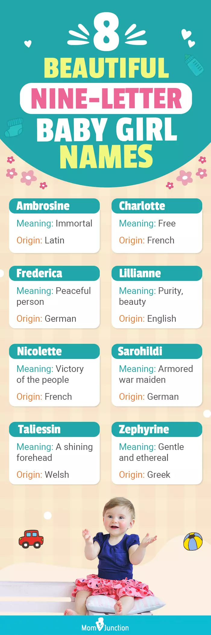 8 beautiful nine letter baby girl names (infographic)