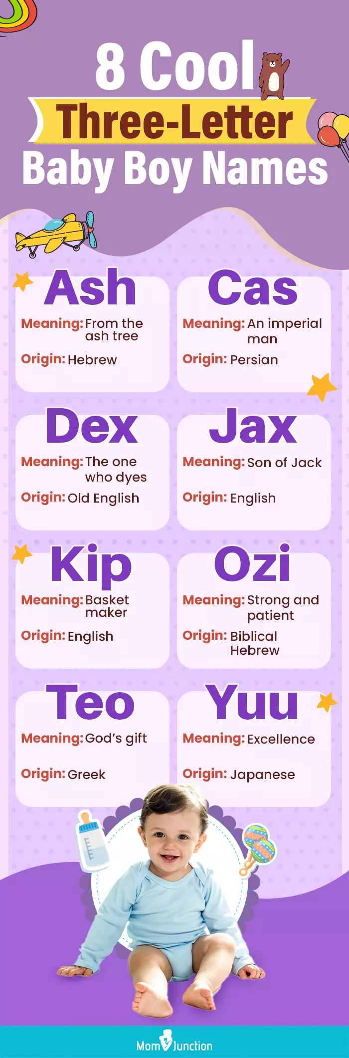 8 cool three letter baby boy names (infographic)