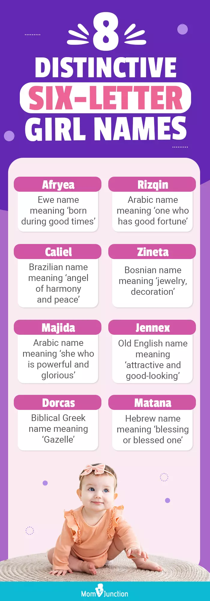 8 distinctive six letter girl names (infographic)