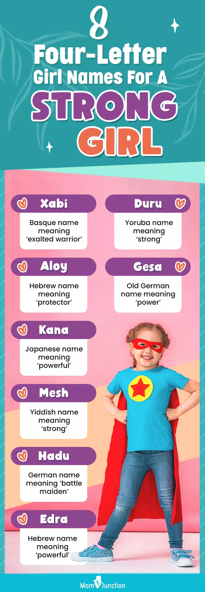 8 four letter girl names for a strong girl (infographic)