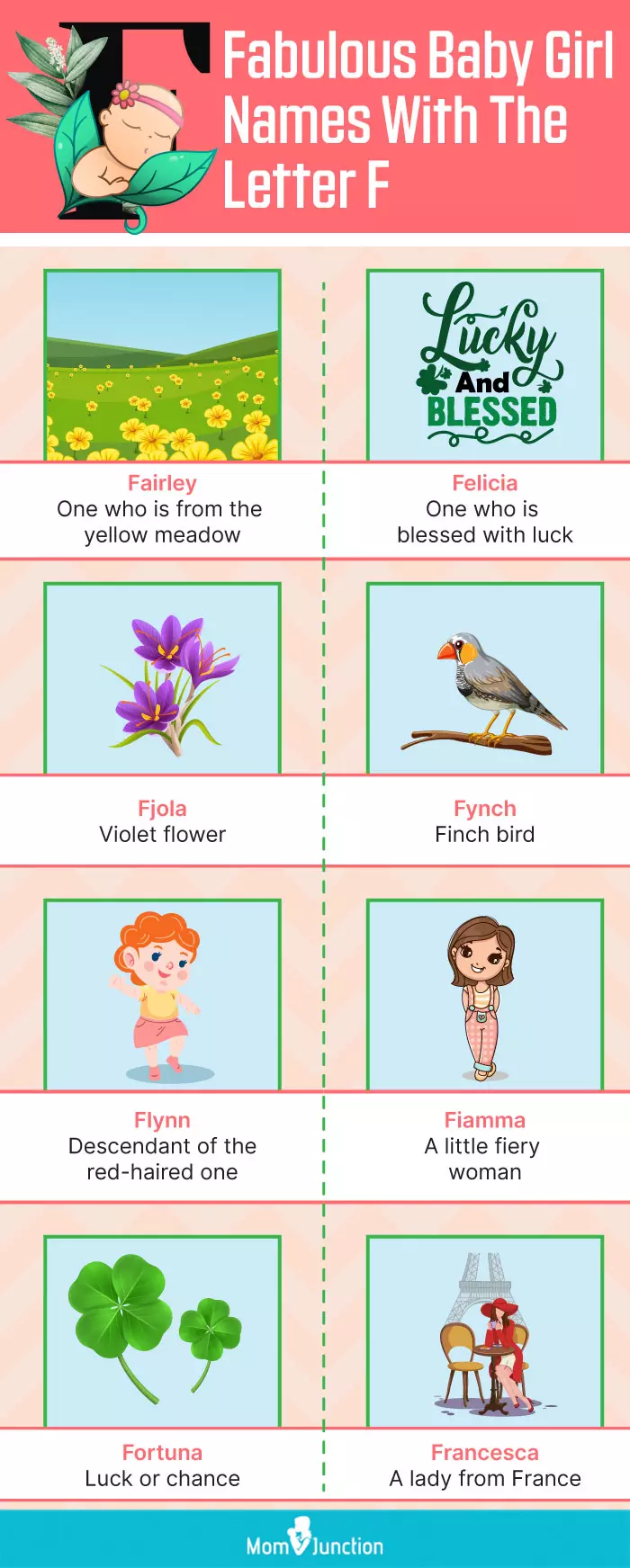 fabulous baby girl names with the letter f (infographic)