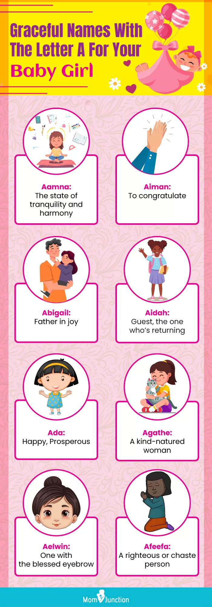 graceful names with the letter a for your baby girl (infographic)